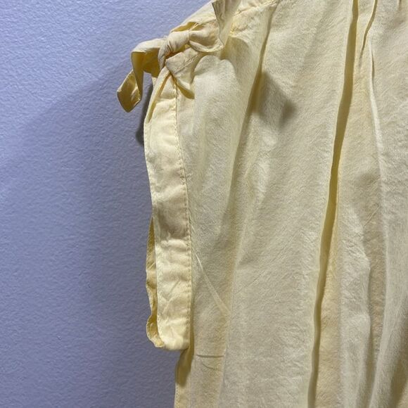 OLD NAVY Spring Yellow Cap tie sleeve button down blouse SZ Medium - Picture 5 of 9